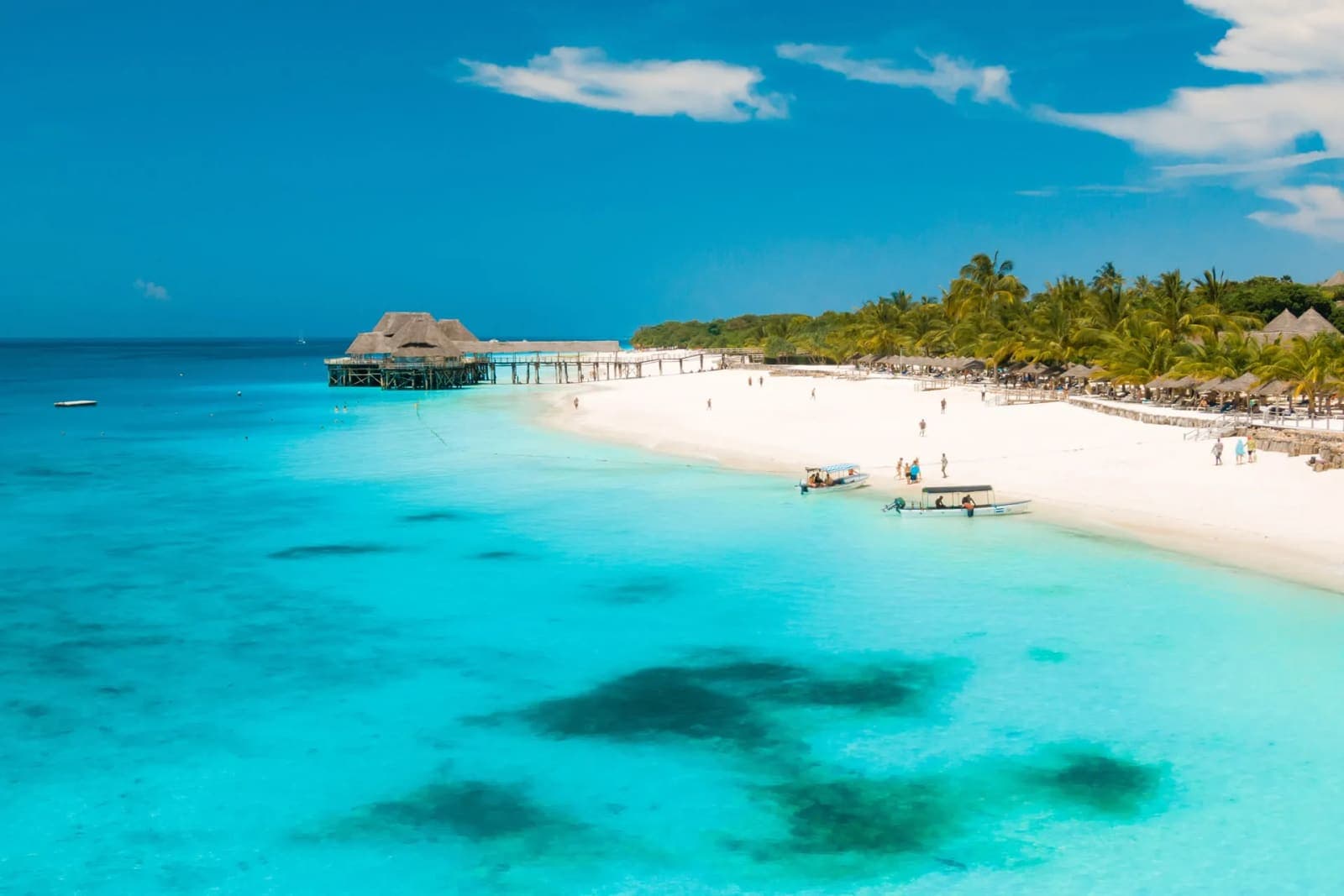 White sand and turquoise water on the Zanzibar coast